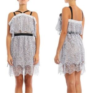 Self-Portrait Black and Light gray Lace Mini Dress